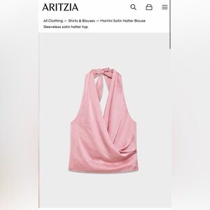 Aritzia Blush Satin Halter Blouse